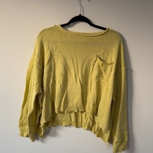 Yellow Green Distressed Sweater
